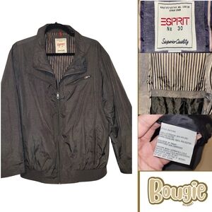 Esprit Grey Bomber Jacket Men’s XL Full Zip Short Sleeves Vintage